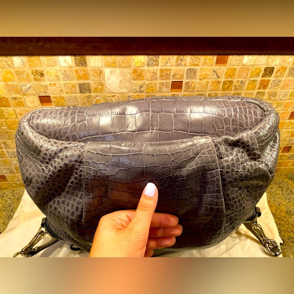 EUC COACH Gray Croc Embossed Chain Link Sophia - Picture 8 of 11